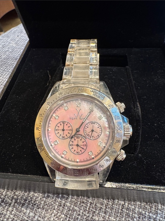ToyWatch Pink Dial Clear Crystal Bracelet Watch with Silver Bezel main image 4